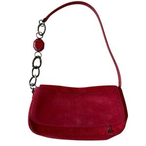 Escada Red Suede & Leather Handbag